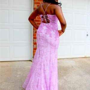 Lavender Lace Evening Dress